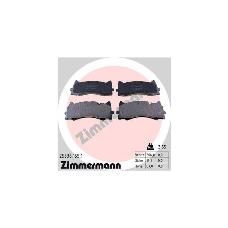 ZIMMERMANN 25838.155.1 Bremsbeläge Vorne für