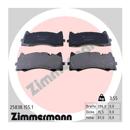 ZIMMERMANN 25838.155.1 Brzdové platničky Predné pre