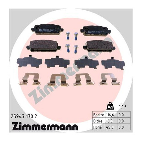 ZIMMERMANN 25947.170.2 Pastillas de freno