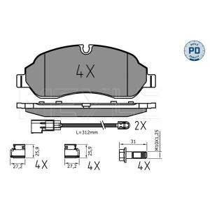 MEYLE 025 220 3417/PD Brzdové platničky predné pre Ford Transit