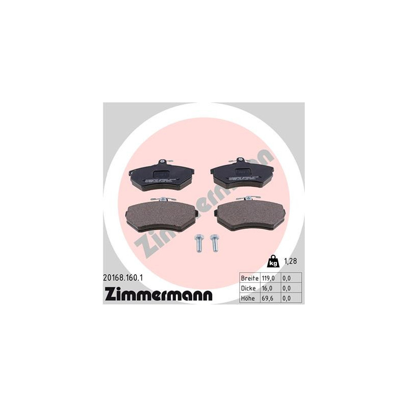 ZIMMERMANN 20168.160.1 Brake Pads Set Front for