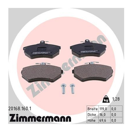 ZIMMERMANN 20168.160.1 Brzdové platničky Predné pre