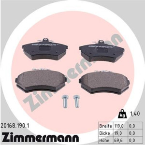ZIMMERMANN 20168.190.1 Brzdové platničky Predné pre