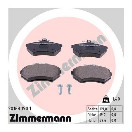 ZIMMERMANN 20168.190.1 Brzdové destičky Přední pro