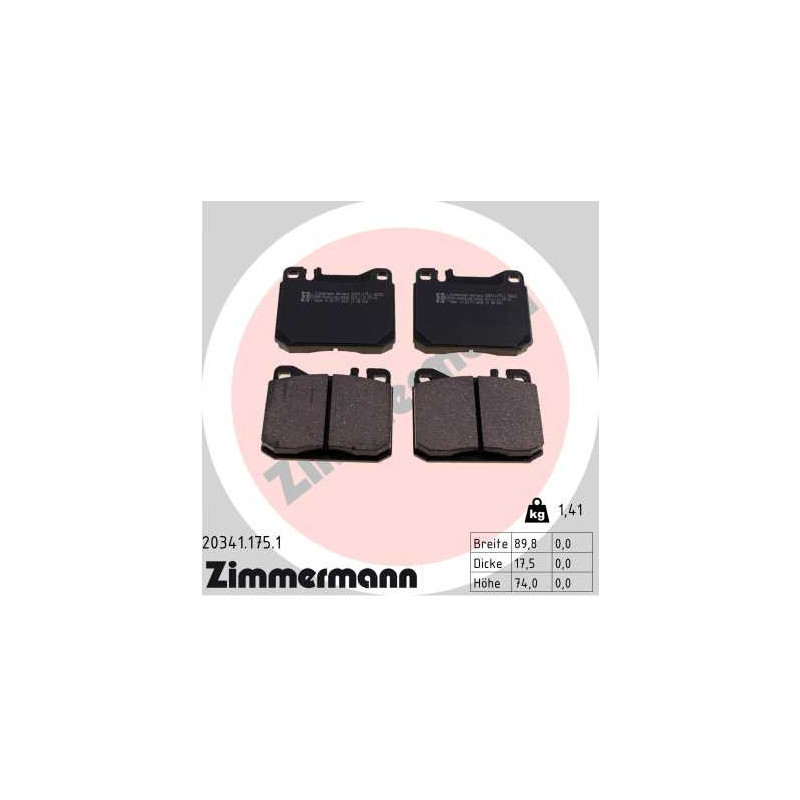 ZIMMERMANN 20341.175.1 Brzdové platničky Predné pre