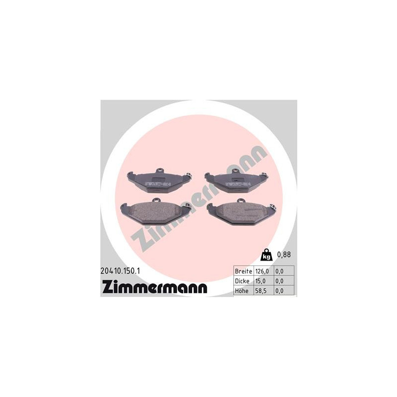 ZIMMERMANN 20410.150.1 Brake Pads Set Rear for