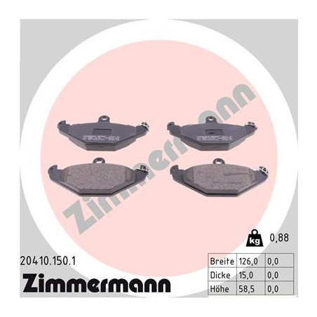 ZIMMERMANN 20410.150.1 Plaquettes de frein Arrière pour