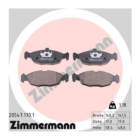 ZIMMERMANN 20547.170.1 Bremsbeläge Vorne für