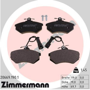 ZIMMERMANN 20669.190.1 Brzdové platničky Predné pre