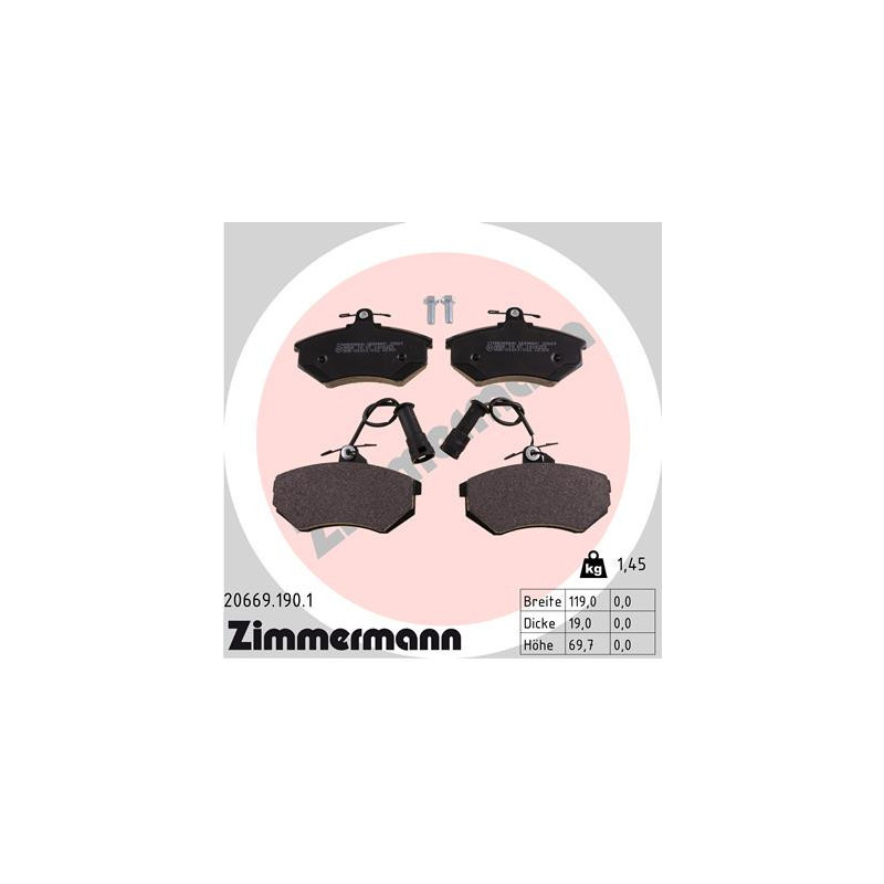 ZIMMERMANN 20669.190.1 Klocki hamulcowe Przód dla