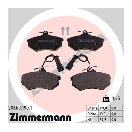 ZIMMERMANN 20669.190.1 Klocki hamulcowe Przód dla