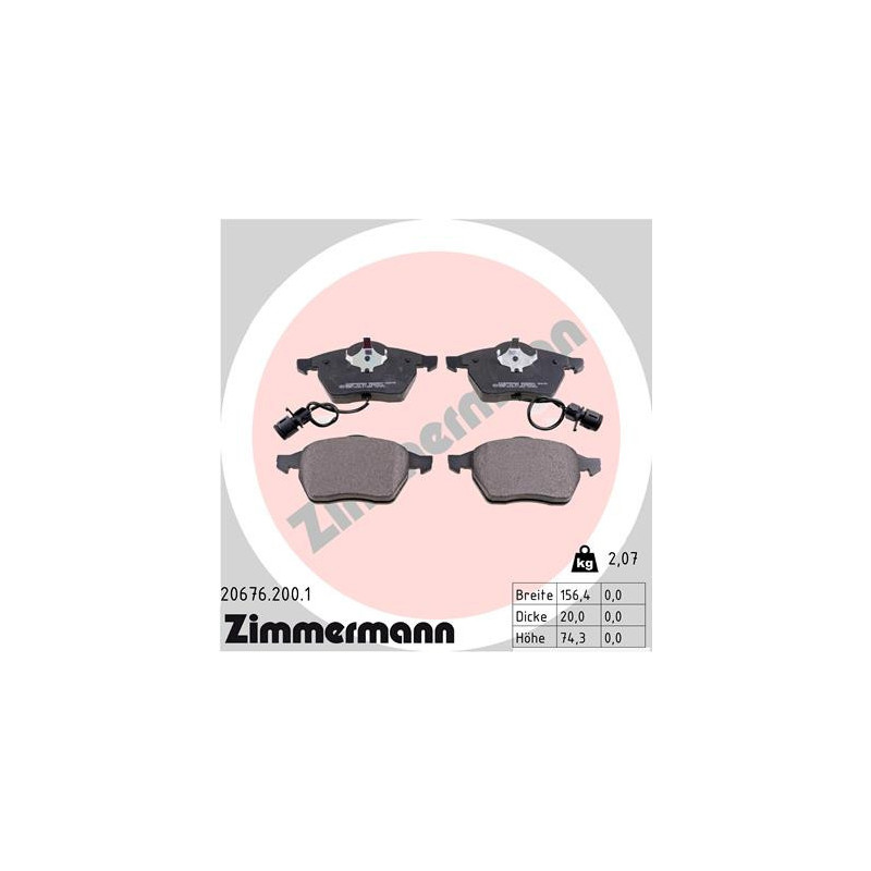 ZIMMERMANN 20676.200.1 Pastillas de freno Delantero para