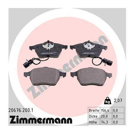 ZIMMERMANN 20676.200.1 Bremsbeläge Vorne für