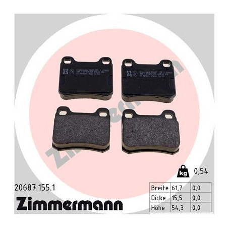ZIMMERMANN 20687.155.1 Klocki hamulcowe Tył dla