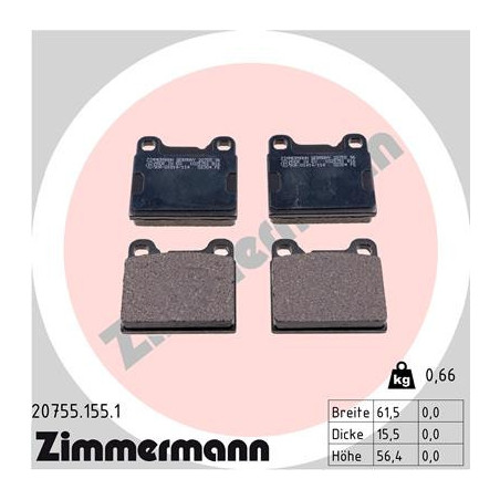 ZIMMERMANN 20755.155.1 Brzdové destičky Zadní pro