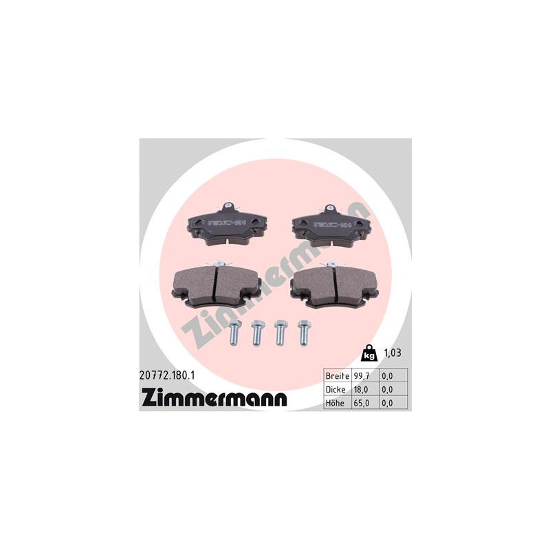 ZIMMERMANN 20772.180.1 Brzdové platničky Predné pre