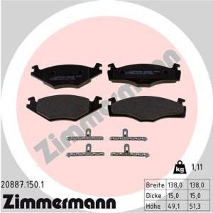 ZIMMERMANN 20887.150.1 Brzdové platničky Predné pre