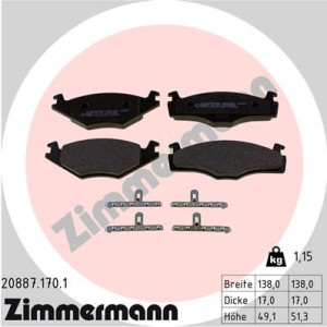 ZIMMERMANN 20887.170.1 Pastillas de freno Delantero para