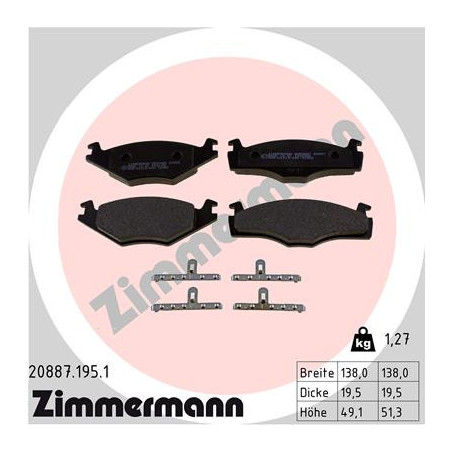 ZIMMERMANN 20887.195.1 Klocki hamulcowe Przód dla