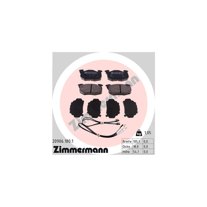 ZIMMERMANN 20906.180.1 Brzdové destičky