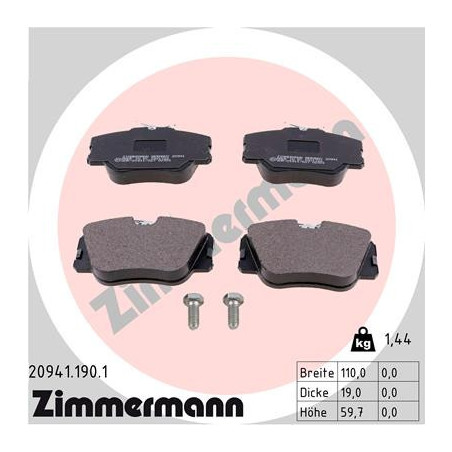 ZIMMERMANN 20941.190.1 Bremsbeläge Vorne für