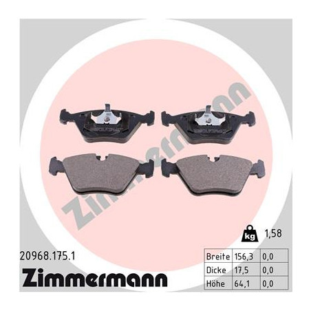 ZIMMERMANN 20968.175.1 Brzdové destičky Přední pro