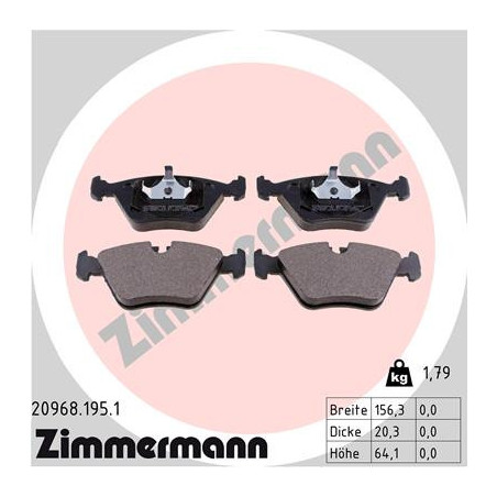ZIMMERMANN 20968.195.1 Brzdové destičky Přední pro