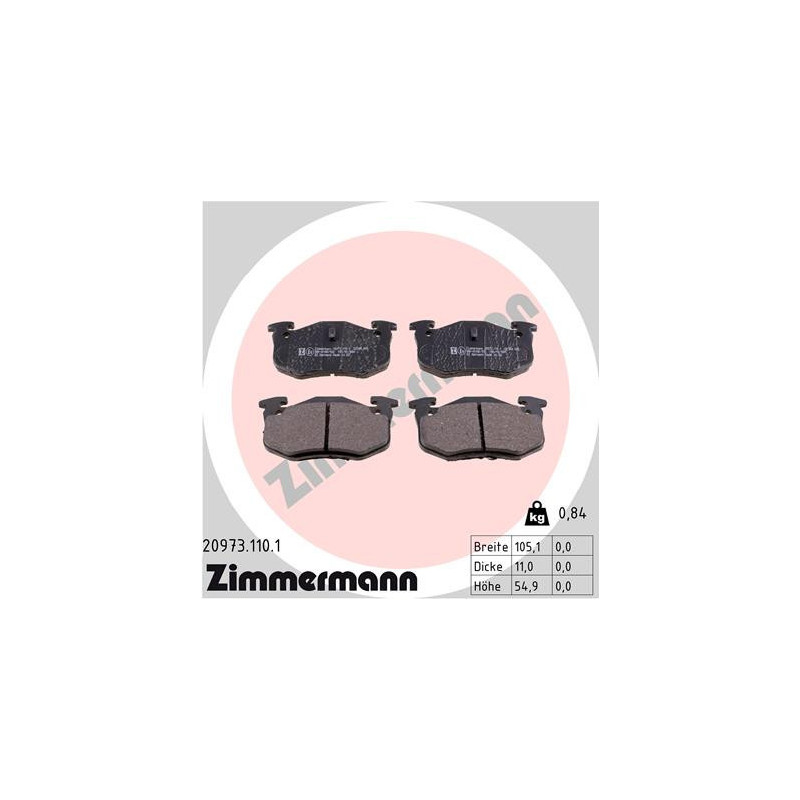 ZIMMERMANN 20973.110.1 Pastiglie freno Posteriore per