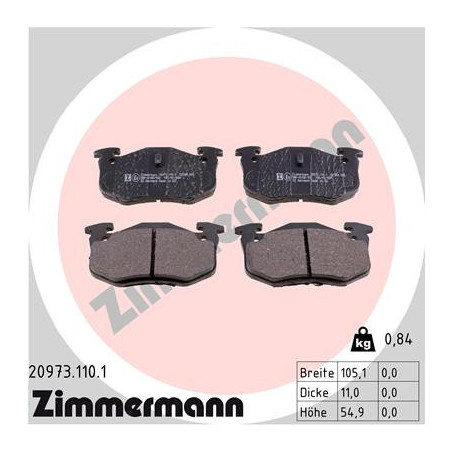 ZIMMERMANN 20973.110.1 Bremsbeläge Hinten für