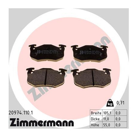 ZIMMERMANN 20974.110.1 Klocki hamulcowe Tył dla