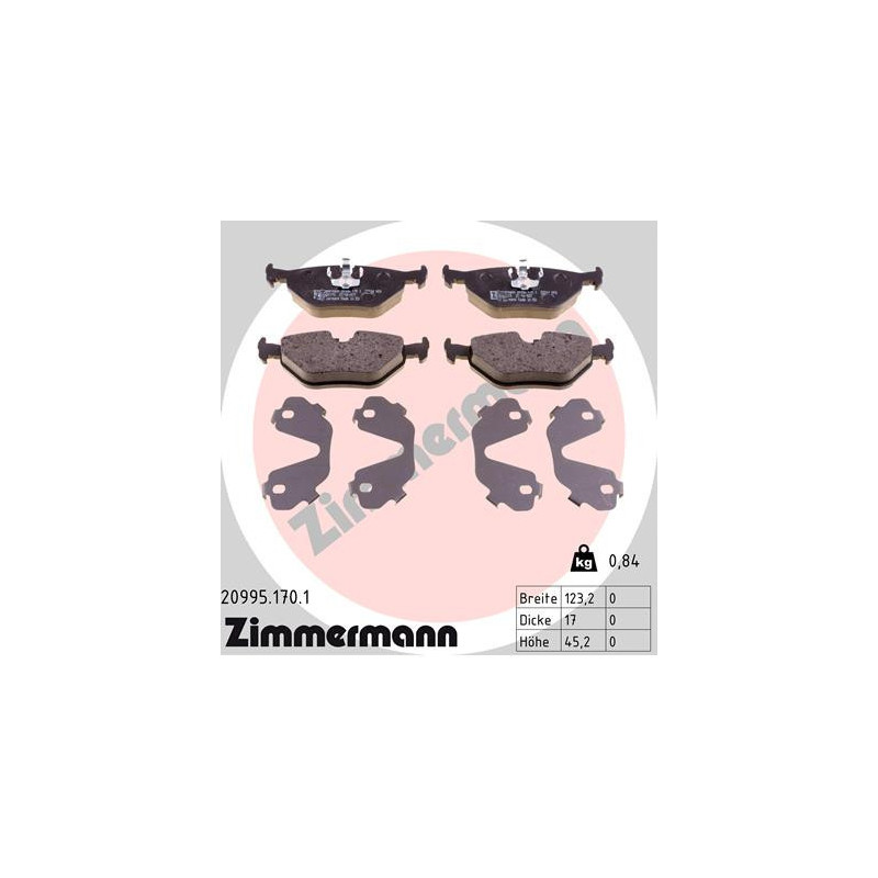 ZIMMERMANN 20995.170.1 Brake Pads Set Rear for