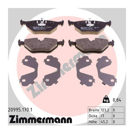 ZIMMERMANN 20995.170.1 Bremsbeläge Hinten für