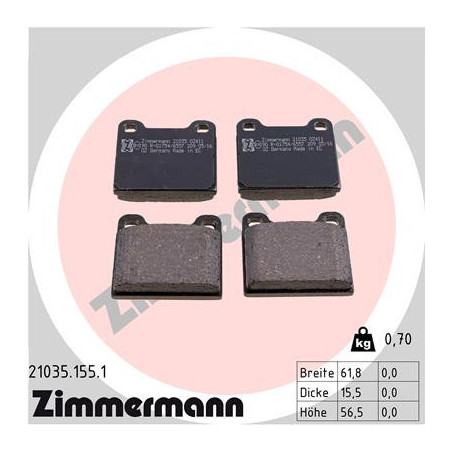 ZIMMERMANN 21035.155.1 Brake Pads Set Rear for