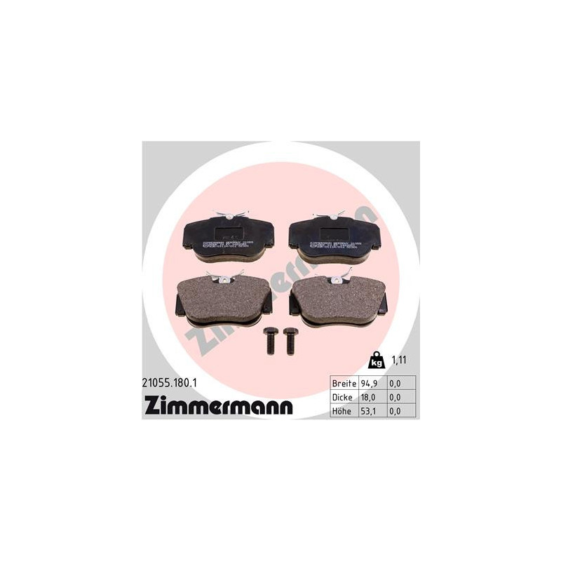 ZIMMERMANN 21055.180.1 Pastiglie freno Anteriore per