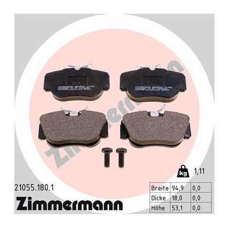 ZIMMERMANN 21055.180.1 Brzdové platničky Predné pre