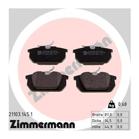 ZIMMERMANN 21103.145.1 Plaquettes de frein Arrière pour