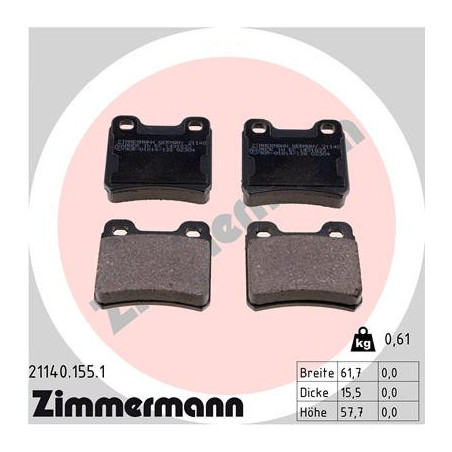 ZIMMERMANN 21140.155.1 Brake Pads Set Rear for