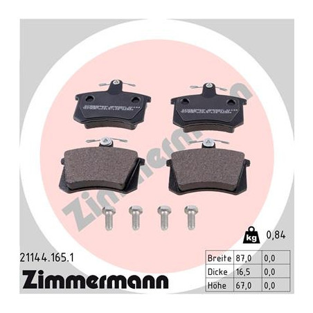 ZIMMERMANN 21144.165.1 Brzdové platničky Zadné pre