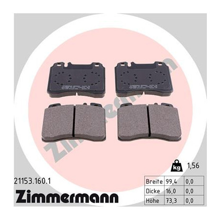 ZIMMERMANN 21153.160.1 Plaquettes de frein Avant pour