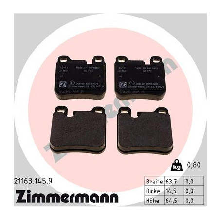 ZIMMERMANN 21163.145.9 Bremsbeläge Hinten für