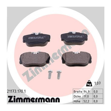 ZIMMERMANN 21173.170.1 Brzdové platničky Predné pre