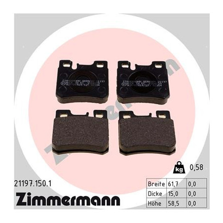 ZIMMERMANN 21197.150.1 Plaquettes de frein Arrière pour