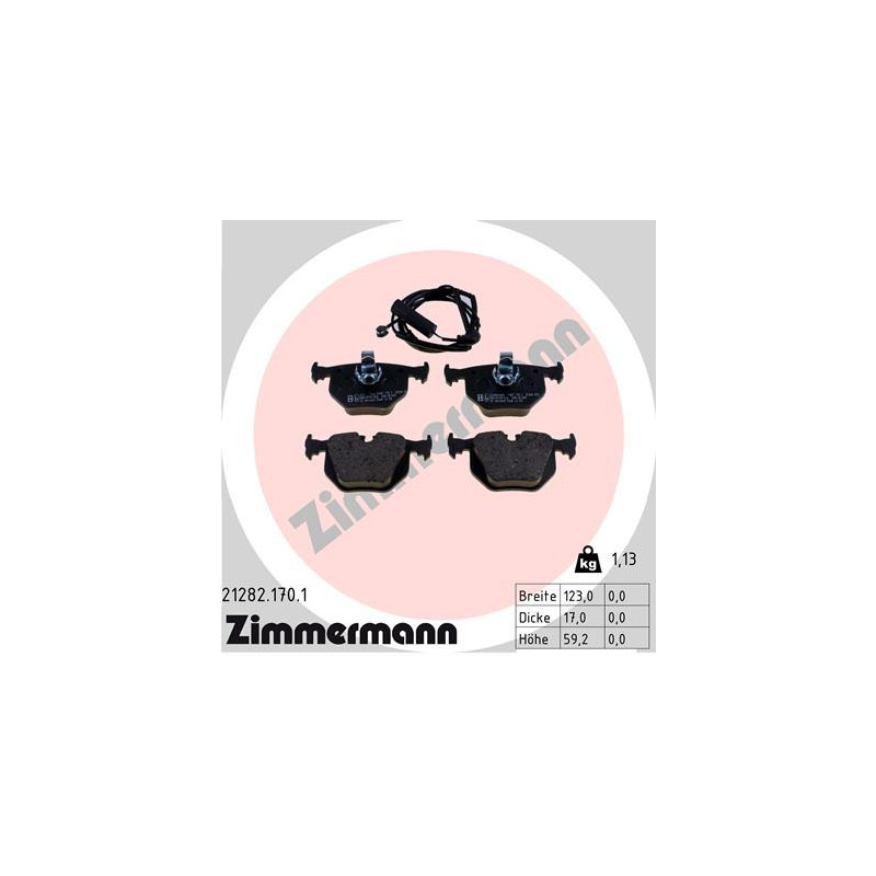 ZIMMERMANN 21282.170.1 Brzdové destičky Zadní pro