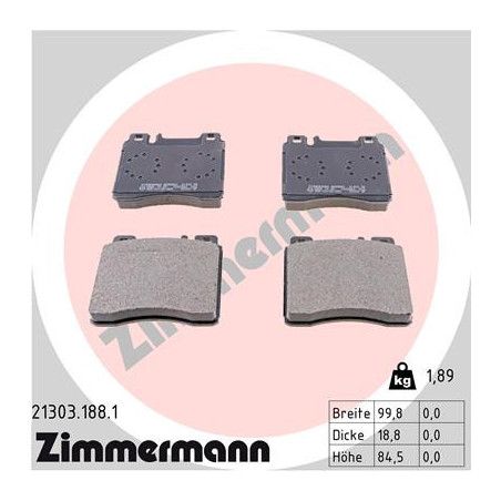 ZIMMERMANN 21303.188.1 Brzdové destičky Přední pro