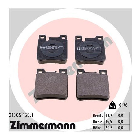 ZIMMERMANN 21305.155.1 Klocki hamulcowe Tył dla