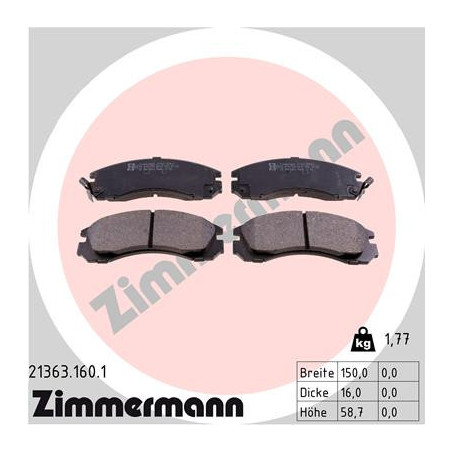 ZIMMERMANN 21363.160.1 Plaquettes de frein Avant pour