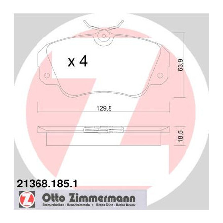 ZIMMERMANN 21368.185.1 Pastillas de freno Delantero para