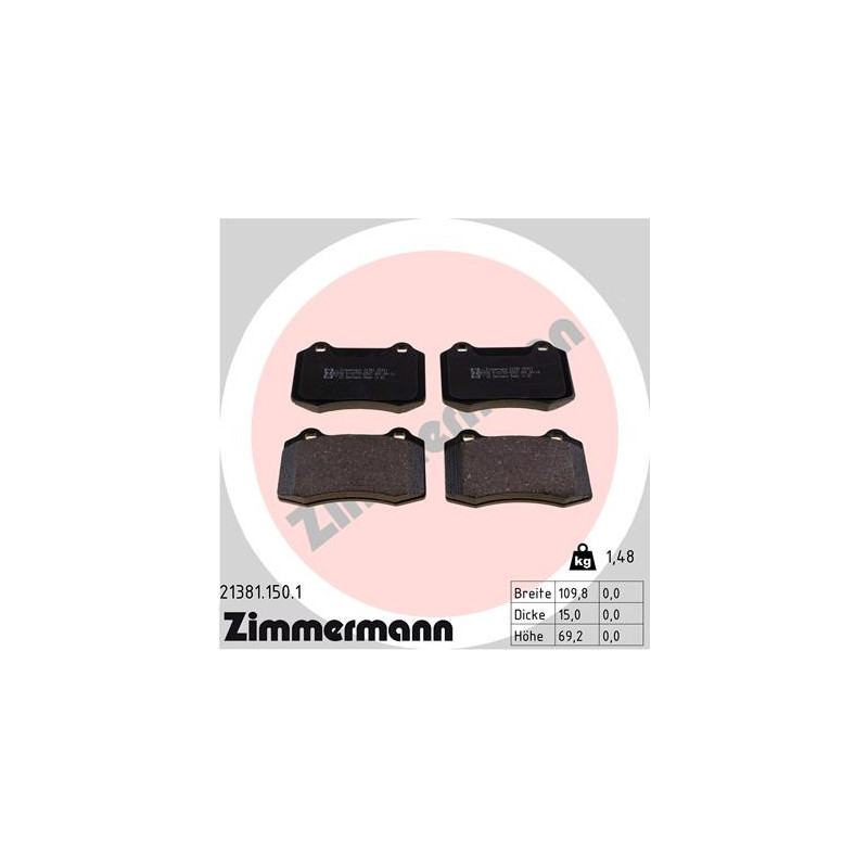 ZIMMERMANN 21381.150.1 Pastiglie freno Anteriore per