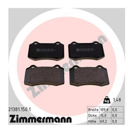 ZIMMERMANN 21381.150.1 Pastiglie freno Anteriore per