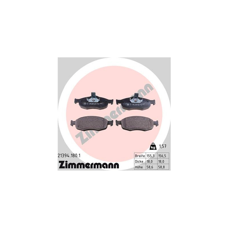 ZIMMERMANN 21394.180.1 Brzdové destičky